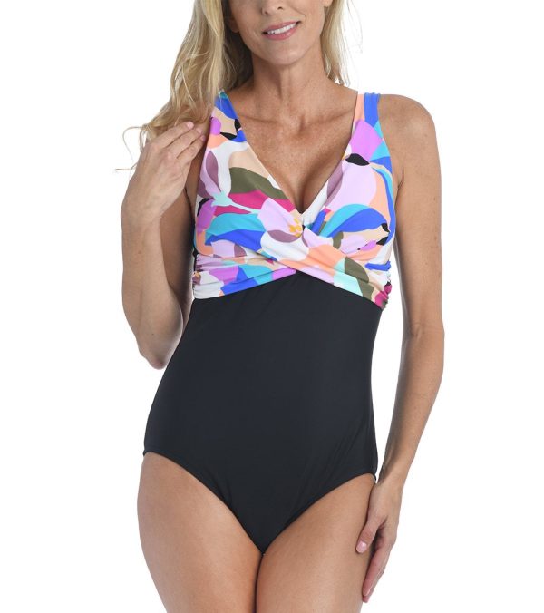 Maxine Women s Petals And Wax Wrap Front One Piece Swimsuit on Sale