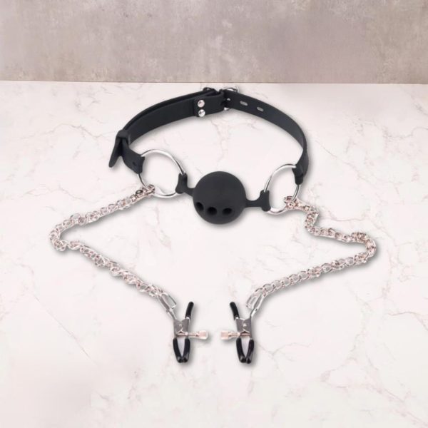 Ball gag with Nipple clamps Online Hot Sale