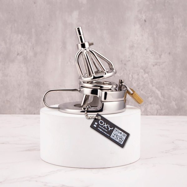 2-in-1 Ball Stretcher Cock Cage with Catheter CH06 on Sale - Image 2